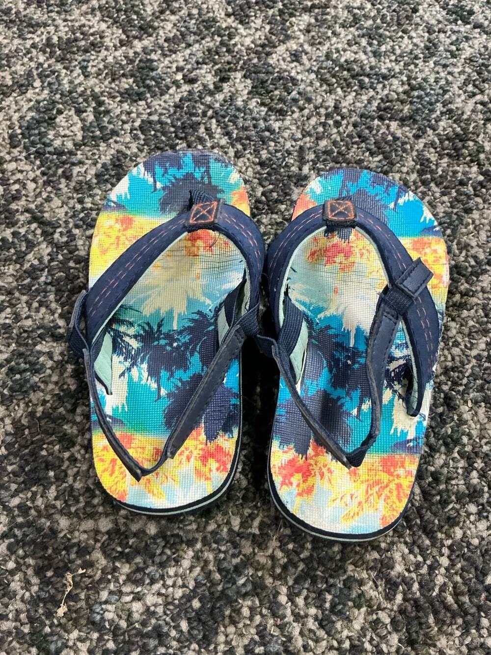 Wonder Nation Boys Palm Tree Print Flip Flop Sandals with Back Strap